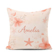 Custom Name Coral Starfish Ocean Floral Pattern Seamless Coastal Square Filled Cushion Throw Pillow Sofa Bed Home Decor Zip Washable UK Made