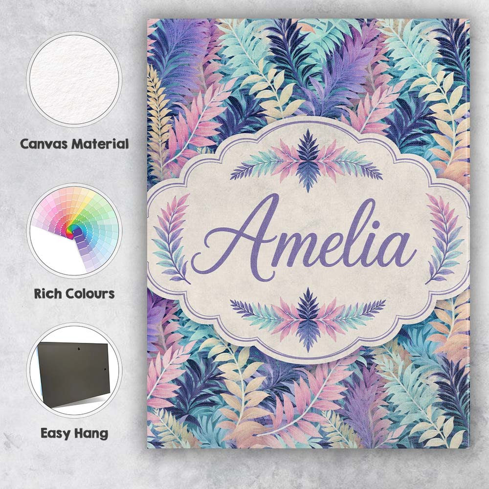 Personalised Name Pastel Multicolour Custom Premium Decorative Design Modern Room Accent Canvas Wall Art Print Decor Picture Ready to Hang