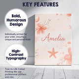 Personalised Name Coral Starfish Ocean Floral Pattern Seamless Custom Modern Room Accent Canvas Wall Art Print Decor Picture Ready to Hang