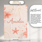 Coral Starfish Ocean Floral Pattern Seamless Watercolour Coastal  Personalised Custom Name Super Soft Fleece Blanket Bed Sofa Throw