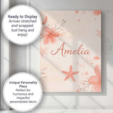 Personalised Name Coral Starfish Ocean Floral Pattern Seamless Custom Modern Room Accent Canvas Wall Art Print Decor Picture Ready to Hang