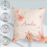 Custom Name Coral Starfish Ocean Floral Pattern Seamless Coastal Square Filled Cushion Throw Pillow Sofa Bed Home Decor Zip Washable UK Made