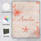 Personalised Name Coral Starfish Ocean Floral Pattern Seamless Custom Modern Room Accent Canvas Wall Art Print Decor Picture Ready to Hang