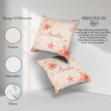 Custom Name Coral Starfish Ocean Floral Pattern Seamless Coastal Square Filled Cushion Throw Pillow Sofa Bed Home Decor Zip Washable UK Made