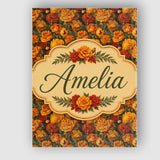 Personalised Name Rich Orange Floral Garden Custom  Bespoke Interior Contemporary Canvas Wall Art Print Decor Picture Ready to Hang