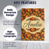 Personalised Name Rich Orange Floral Garden Custom  Bespoke Interior Contemporary Canvas Wall Art Print Decor Picture Ready to Hang