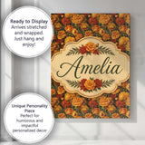 Personalised Name Rich Orange Floral Garden Custom  Bespoke Interior Contemporary Canvas Wall Art Print Decor Picture Ready to Hang