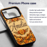 Dense Orange Floral Garden Seamless Warm Tone Custom Name Protective Phone Case Mobile Cover Durable Everyday Smartphone Shock Resistant