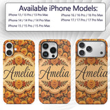 Dense Orange Floral Garden Seamless Warm Tone Custom Name Protective Phone Case Mobile Cover Durable Everyday Smartphone Shock Resistant
