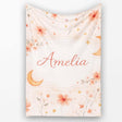 Celestial Moon Floral Night Sky Pattern Seamless Watercolour Design  Personalised Custom Name Super Soft Fleece Blanket Bed Sofa Throw
