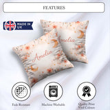 Custom Name Celestial Moon Floral Night Sky Seamless Watercolour Square Filled Cushion Throw Pillow Sofa Bed Home Decor Zip Washable UK Made