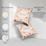 Custom Name Celestial Moon Floral Night Sky Seamless Watercolour Square Filled Cushion Throw Pillow Sofa Bed Home Decor Zip Washable UK Made