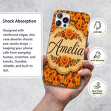 Dense Orange Marigold Floral Seamless Pattern Custom Name Protective Phone Case Mobile Cover Durable Everyday Smartphone Shock Resistant