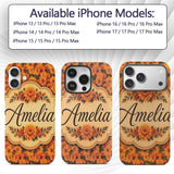 Dense Orange Marigold Floral Seamless Pattern Custom Name Protective Phone Case Mobile Cover Durable Everyday Smartphone Shock Resistant