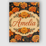 Personalised Name Orange Blossom Floral Custom  Modern Room Accent Elegant Feature Canvas Wall Art Print Decor Picture Ready to Hang