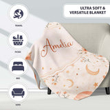 Watercolor Hot Air Balloon Floral Botanical Seamless Pattern Lovely  Personalised Custom Name Super Soft Fleece Blanket Bed Sofa Throw