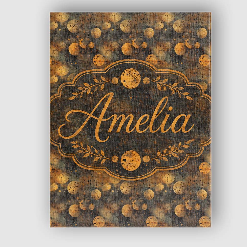 Personalised Name Grunge Abstract Circles Custom  Unique Gift Idea Elegant Feature Canvas Wall Art Print Decor Picture Ready to Hang