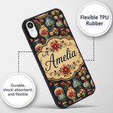 Vintage Floral Vase Seamless Pattern Classic Custom Name Protective Phone Case Mobile Cover Durable Everyday Smartphone Shock Resistant