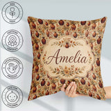 Custom Name Rustic Terracotta Vase Floral Seamless Botanical Art Square Filled Cushion Throw Pillow Sofa Bed Home Decor Zip Washable UK Made