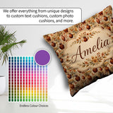 Custom Name Rustic Terracotta Vase Floral Seamless Botanical Art Square Filled Cushion Throw Pillow Sofa Bed Home Decor Zip Washable UK Made