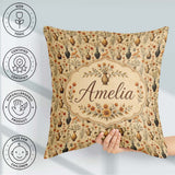 Custom Name Antique Floral Vase Seamless Pattern Classic Pottery Square Filled Cushion Throw Pillow Sofa Bed Home Decor Zip Washable UK Made