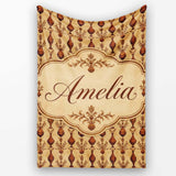 Classic Brown Vase Pattern Repeating Vintage Pottery Botanical  Personalised Custom Name Super Soft Fleece Blanket Bed Sofa Throw