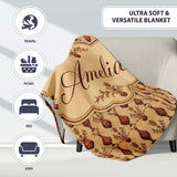Classic Brown Vase Pattern Repeating Vintage Pottery Botanical  Personalised Custom Name Super Soft Fleece Blanket Bed Sofa Throw