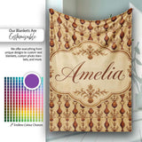 Classic Brown Vase Pattern Repeating Vintage Pottery Botanical  Personalised Custom Name Super Soft Fleece Blanket Bed Sofa Throw