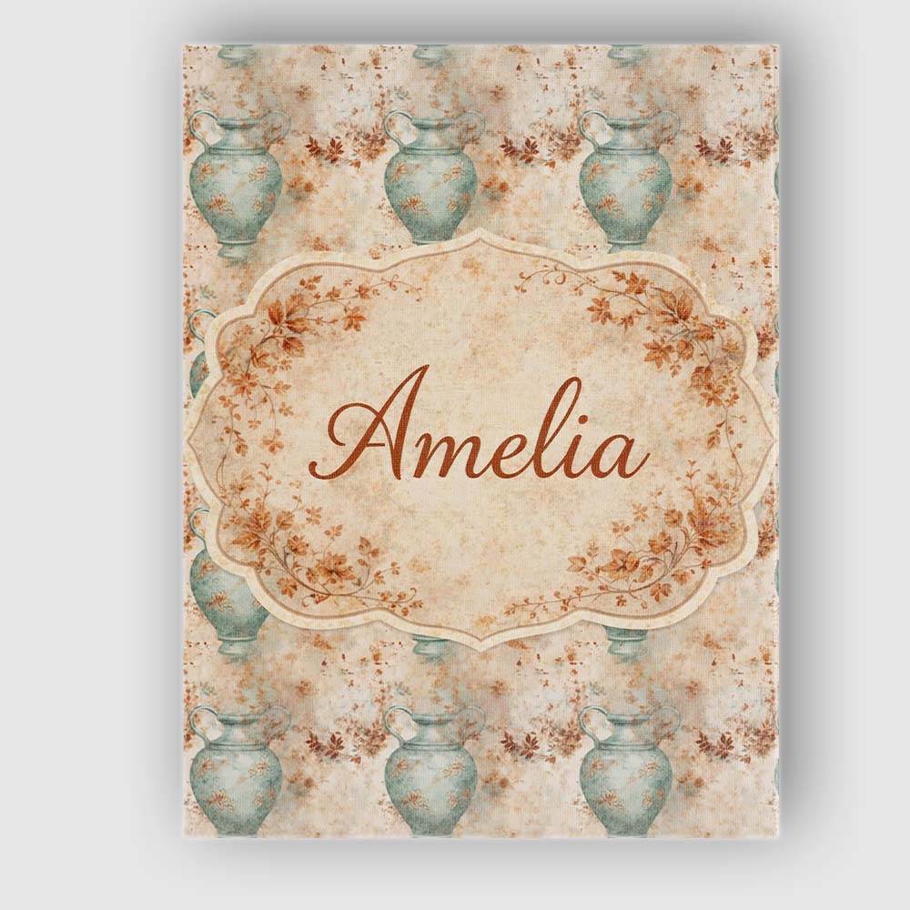 Personalised Name Distressed Green Vase Custom  Modern Room Accent Elegant Feature Canvas Wall Art Print Decor Picture Ready to Hang