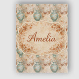 Personalised Name Distressed Green Vase Custom  Modern Room Accent Elegant Feature Canvas Wall Art Print Decor Picture Ready to Hang