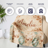 Distressed Green Vase Seamless Pattern Vintage Floral Rustic Texture  Personalised Custom Name Super Soft Fleece Blanket Bed Sofa Throw