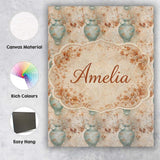 Personalised Name Distressed Green Vase Custom  Modern Room Accent Elegant Feature Canvas Wall Art Print Decor Picture Ready to Hang