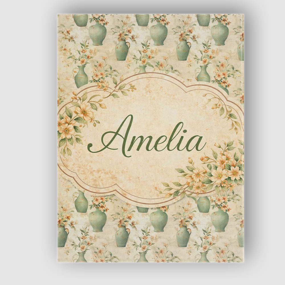 Personalised Name Soft Green Vase Floral Custom  Unique Gift Idea Elegant Feature Canvas Wall Art Print Decor Picture Ready to Hang