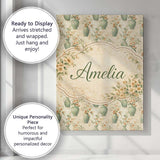 Personalised Name Soft Green Vase Floral Custom  Unique Gift Idea Elegant Feature Canvas Wall Art Print Decor Picture Ready to Hang