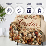 Rustic Aged Ceramic Vase Pattern in Earthy Tones Vintage Pottery  Personalised Custom Name Super Soft Fleece Blanket Bed Sofa Throw