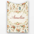Elegant Floral Vase Arrangement with Soft Roses and Botanical Lovely  Personalised Custom Name Super Soft Fleece Blanket Bed Sofa Throw