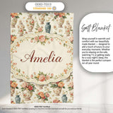 Elegant Floral Vase Arrangement with Soft Roses and Botanical Lovely  Personalised Custom Name Super Soft Fleece Blanket Bed Sofa Throw