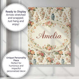 Personalised Name Elegant Floral Vase Custom Modern Room Accent Creative Decorator Style Canvas Wall Art Print Decor Picture Ready to Hang
