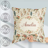 Custom Name Elegant Floral Vase Arrangement with Soft Roses and Square Filled Cushion Throw Pillow Sofa Bed Home Decor Zip Washable UK Made