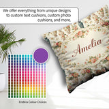 Custom Name Elegant Floral Vase Arrangement with Soft Roses and Square Filled Cushion Throw Pillow Sofa Bed Home Decor Zip Washable UK Made