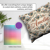 Custom Name Ornate Blue and Red Vase Pattern with Classic Floral Square Filled Cushion Throw Pillow Sofa Bed Home Decor Zip Washable UK Made