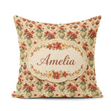 Custom Name Classic Floral Bouquet in Decorative Vases with Warm Square Filled Cushion Throw Pillow Sofa Bed Home Decor Zip Washable UK Made