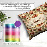 Custom Name Classic Floral Bouquet in Decorative Vases with Warm Square Filled Cushion Throw Pillow Sofa Bed Home Decor Zip Washable UK Made
