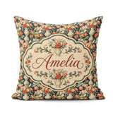 Custom Name Rich Floral Arrangement with Tulips in Vase on Dark Square Filled Cushion Throw Pillow Sofa Bed Home Decor Zip Washable UK Made