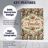 Personalised Name Rich Floral Arrangement Custom  Unique Gift Idea Elegant Feature Canvas Wall Art Print Decor Picture Ready to Hang