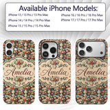 Rich Floral Arrangement with Tulips in Ornate Custom Name Protective Phone Case Mobile Cover Durable Everyday Smartphone Shock Resistant