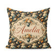 Custom Name Lush and Blossom Floral Pattern in Teal Vase on Dark Square Filled Cushion Throw Pillow Sofa Bed Home Decor Zip Washable UK Made