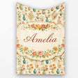 Vintage Floral and Vase Collection with Soft Pastel Blooms Seamless  Personalised Custom Name Super Soft Fleece Blanket Bed Sofa Throw