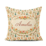 Custom Name Floral and Vase Collection with Soft Pastel Seamless Square Filled Cushion Throw Pillow Sofa Bed Home Decor Zip Washable UK Made