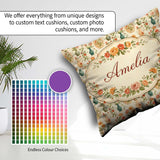 Custom Name Floral and Vase Collection with Soft Pastel Seamless Square Filled Cushion Throw Pillow Sofa Bed Home Decor Zip Washable UK Made
